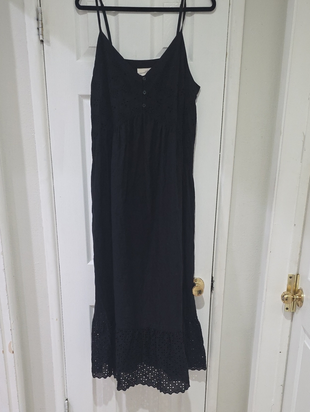 Universal Thread Black Eyelet Spaghetti-Strap Maxi Dress